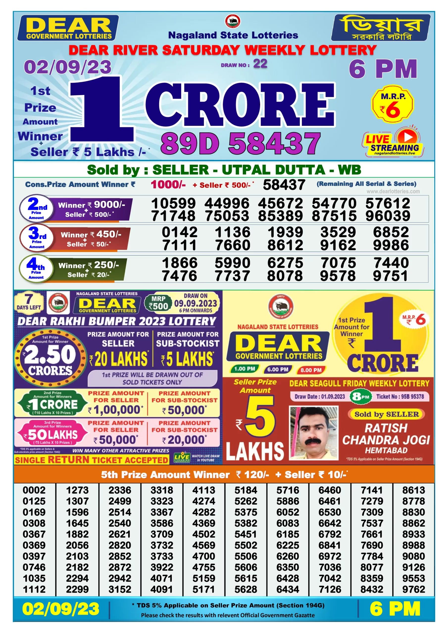 Dhankesari Result Today Lottery Sambad 6:00 PM 2.9.2023