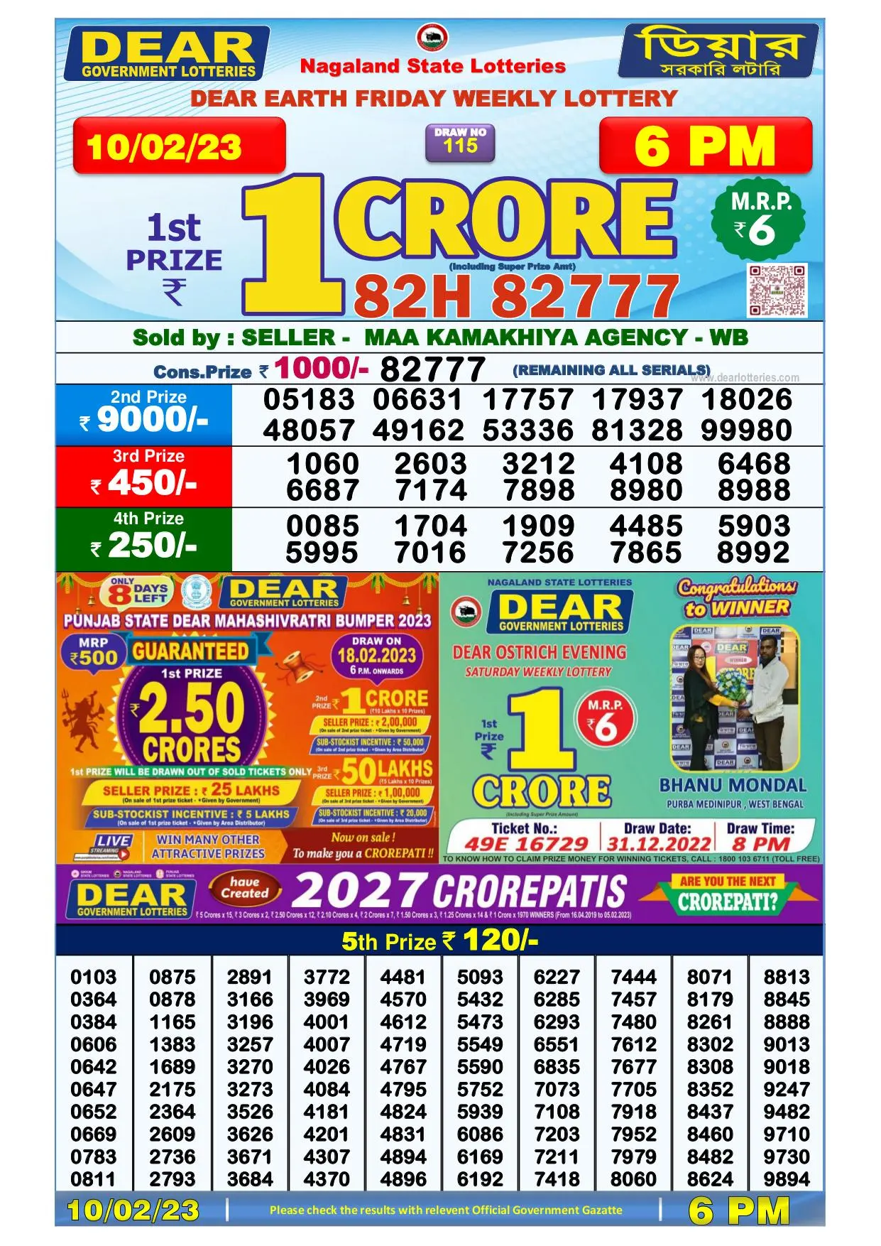 Dhankesari Result Today Lottery Sambad 6:00 PM 10.2.2023