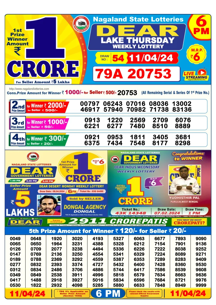 Dhankesari Result Today Lottery Sambad 6:00 PM 11.4.2024