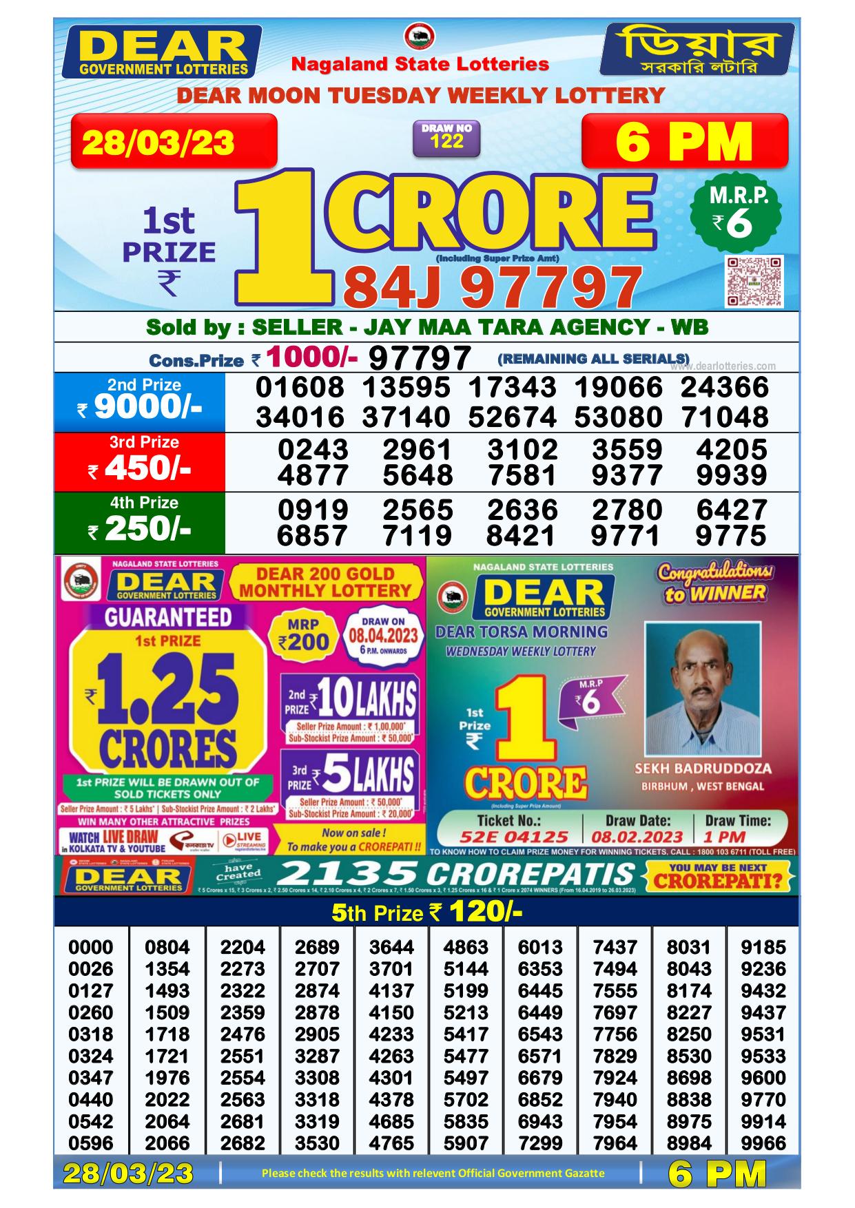 Dhankesari Result Today Lottery Sambad 6:00 PM 28.3.2023