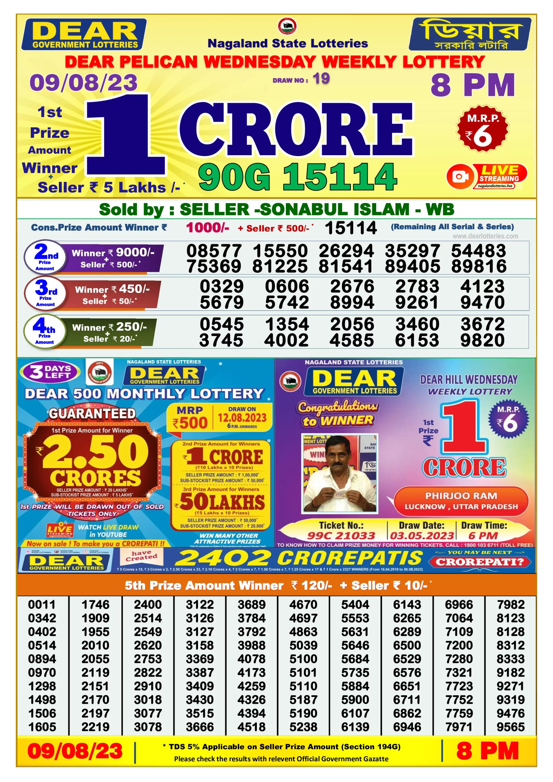 Dhankesari Result 8:00 PM Lottery Sambad Evening 9.8.2023