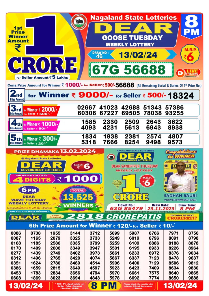 Dhankesari Result 8:00 PM Lottery Sambad Evening 13.2.2024