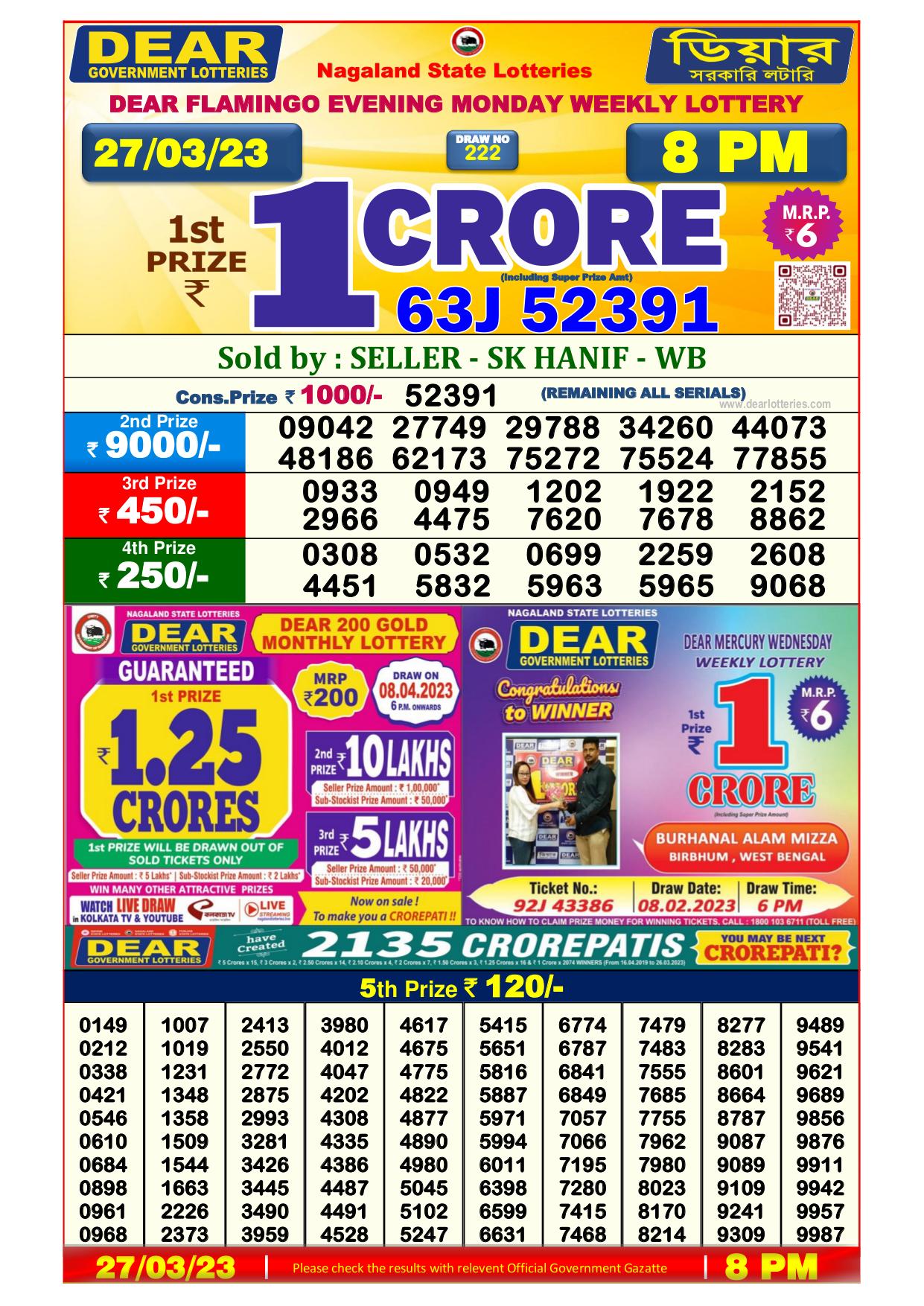 Dhankesari Result 8:00 PM Lottery Sambad Evening 27.3.2023