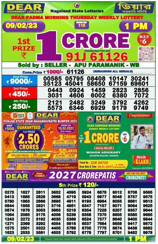 Dhankesari Result Lottery Sambad 1:00 PM Result 9.2.2023