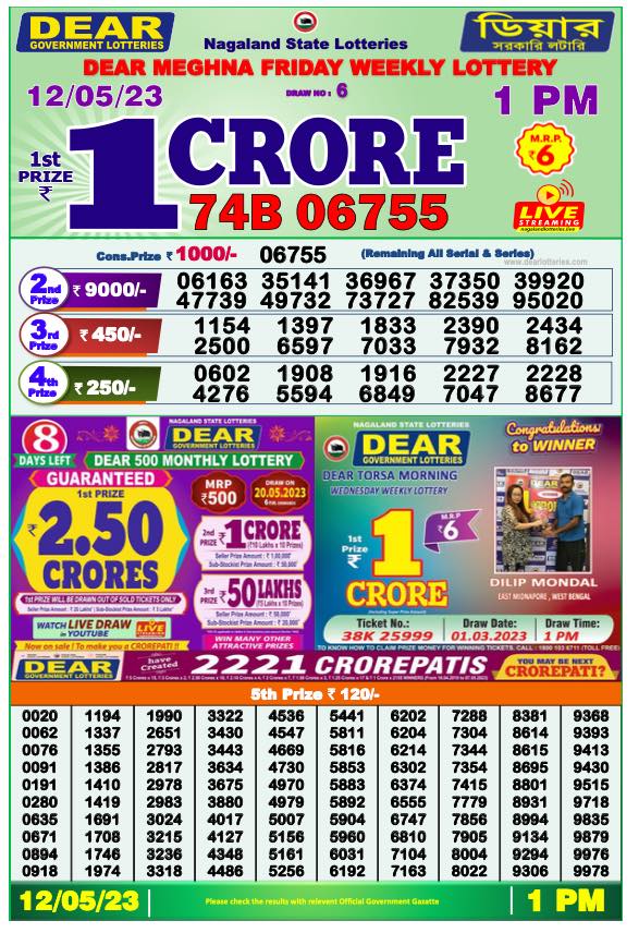 Dhankesari Result Lottery Sambad 1:00 PM Result 12.5.2023