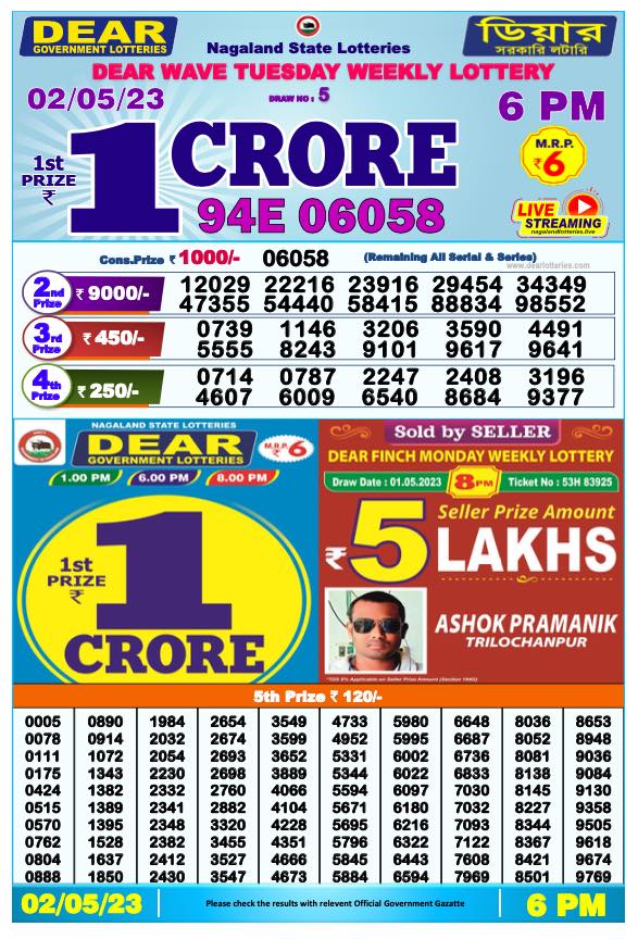 Dhankesari Result Today Lottery Sambad 6:00 PM 2.5.2023