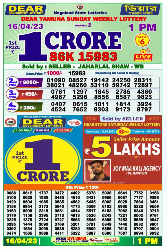 Dhankesari Result Lottery Sambad 1:00 PM Result 16.4.2023