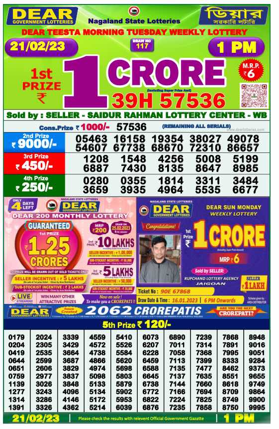 Dhankesari Result Lottery Sambad 1:00 PM Result 21.2.2023