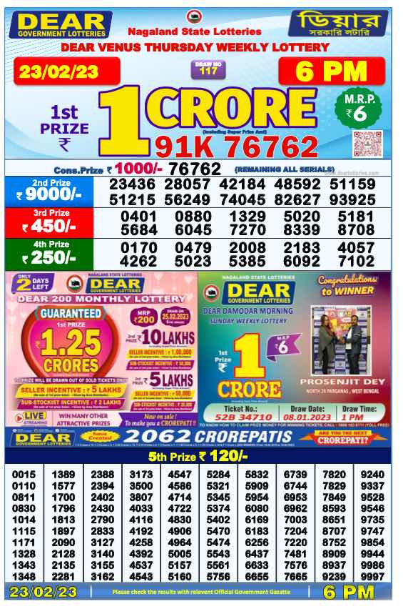 Dhankesari Result Today Lottery Sambad 6:00 PM 23.2.2023