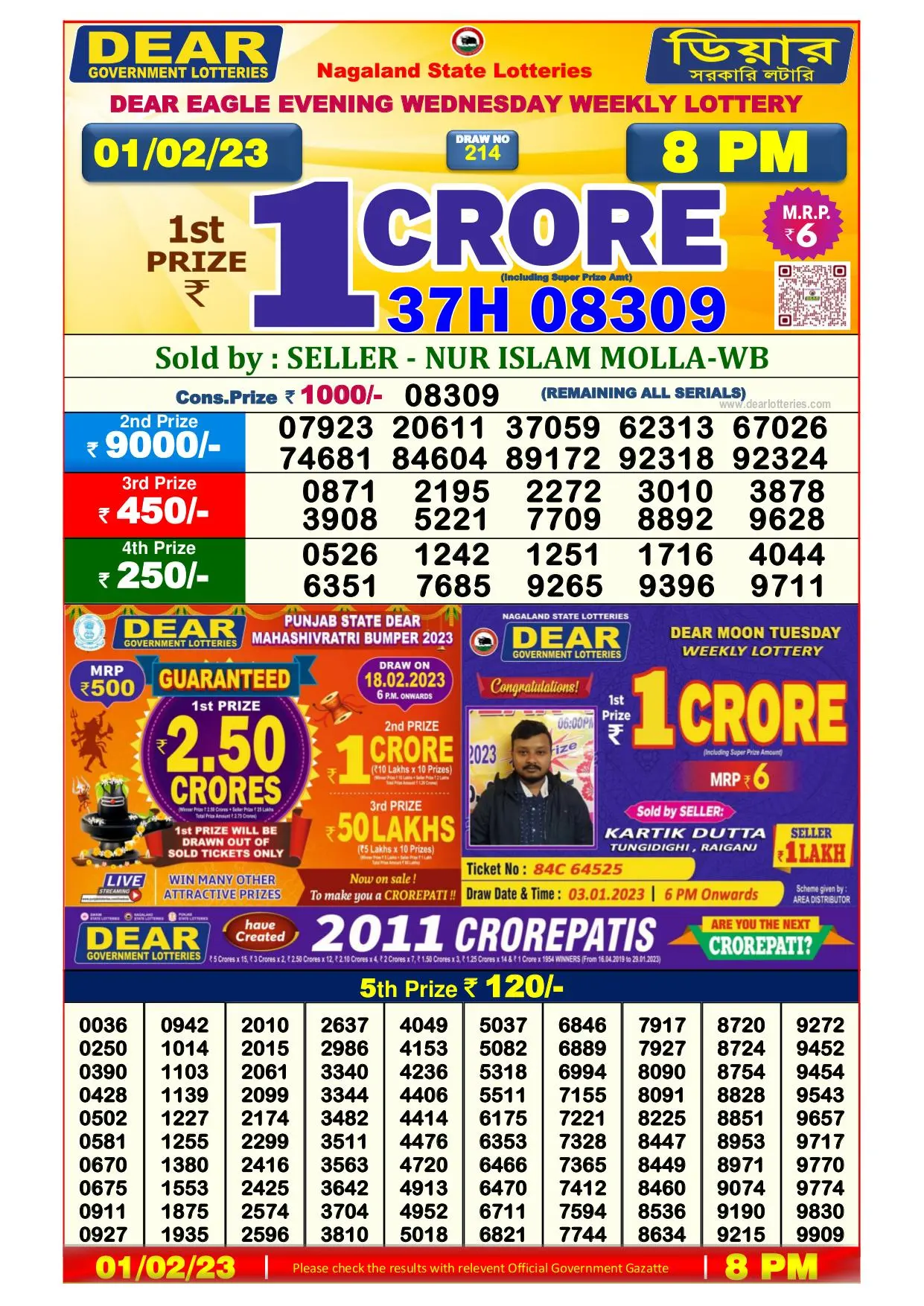 Dhankesari Result 8:00 PM Lottery Sambad Evening 1.2.2023