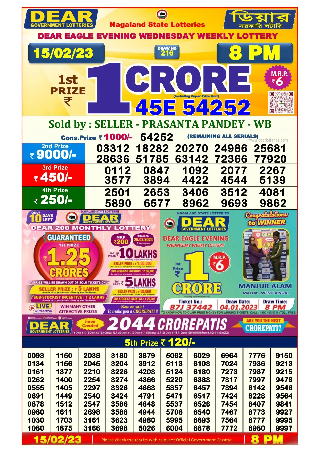 Dhankesari Result 8:00 PM Lottery Sambad Evening 15.2.2023