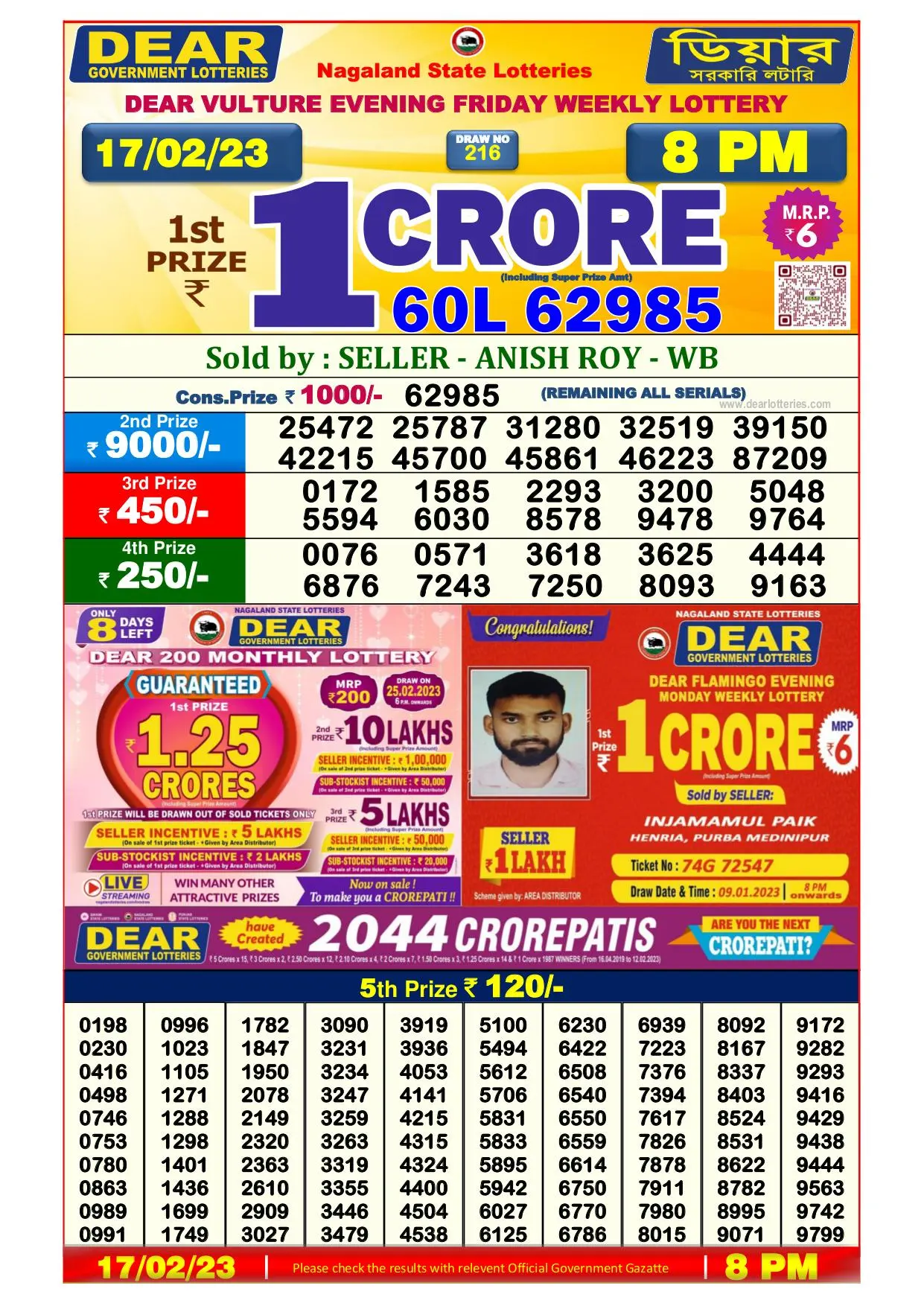 Dhankesari Result 8:00 PM Lottery Sambad Evening 17.2.2023