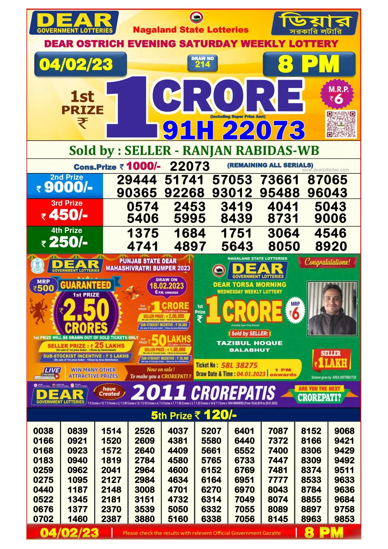 Dhankesari Result 8:00 PM Lottery Sambad Evening 4.2.2023