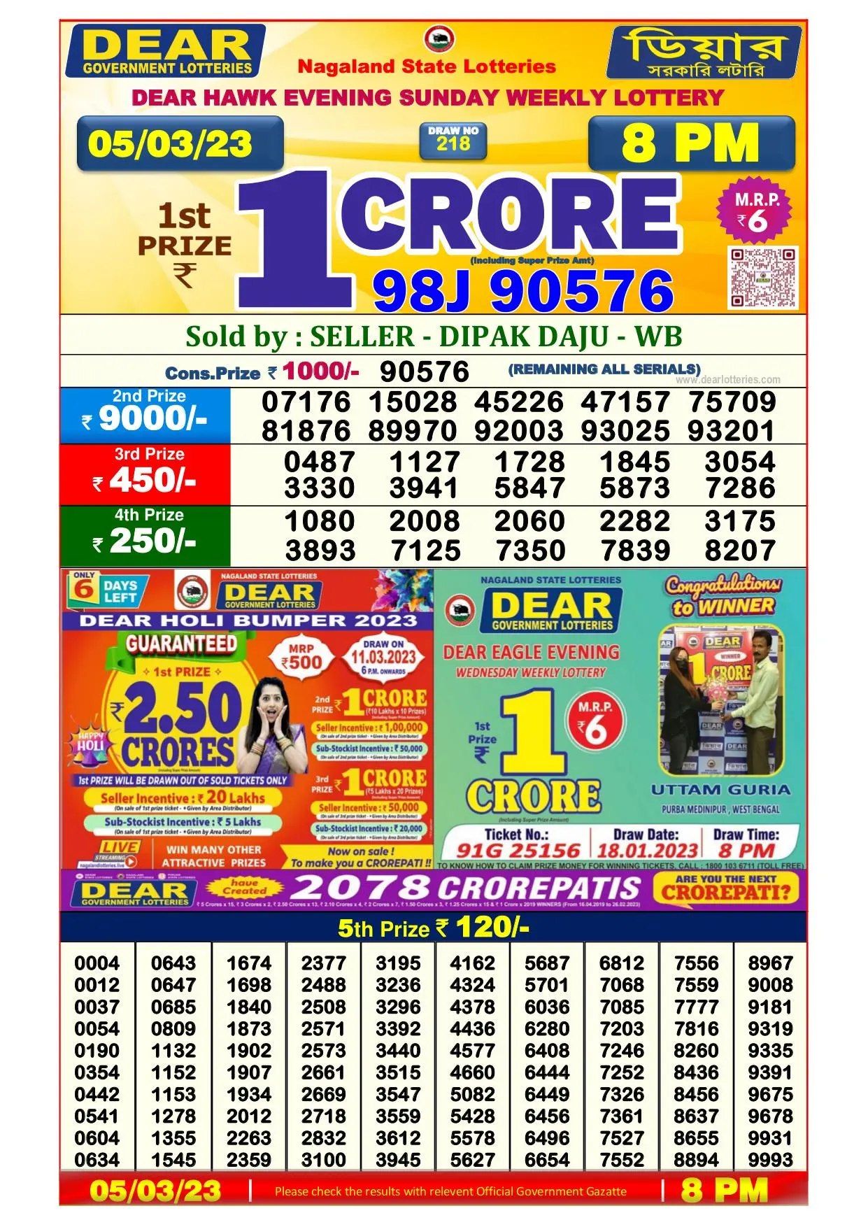 Dhankesari Result 8:00 PM Lottery Sambad Evening 5.3.2023