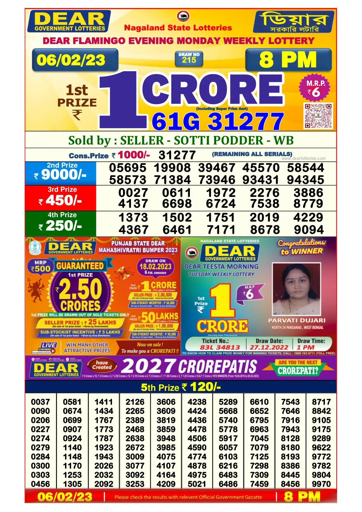 Dhankesari Result 8:00 PM Lottery Sambad Evening 6.2.2023