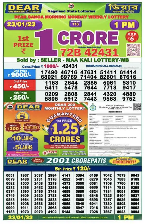 Dhankesari Result Lottery Sambad 1:00 PM Result 23.1.2023