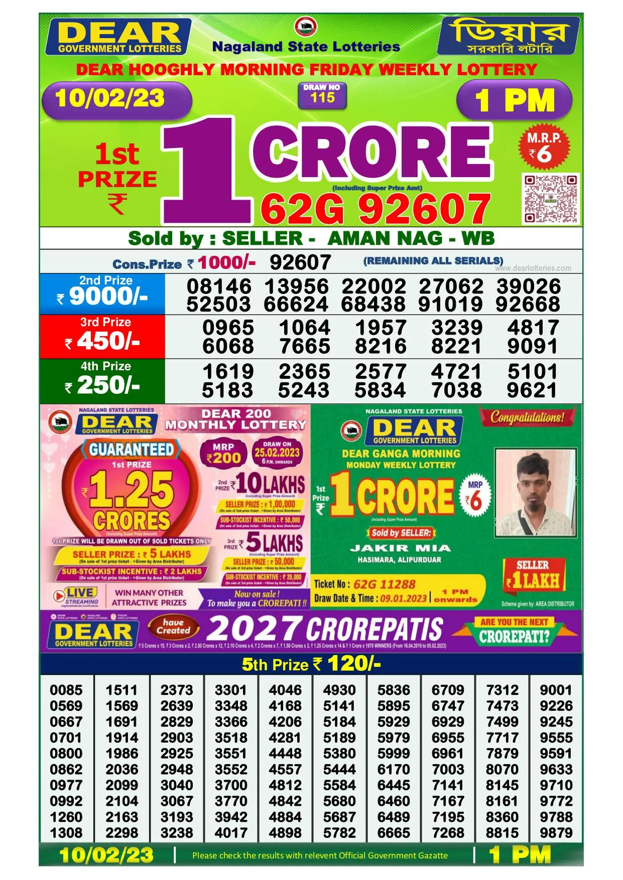 Dhankesari Result Lottery Sambad 1:00 PM Result 10.2.2023