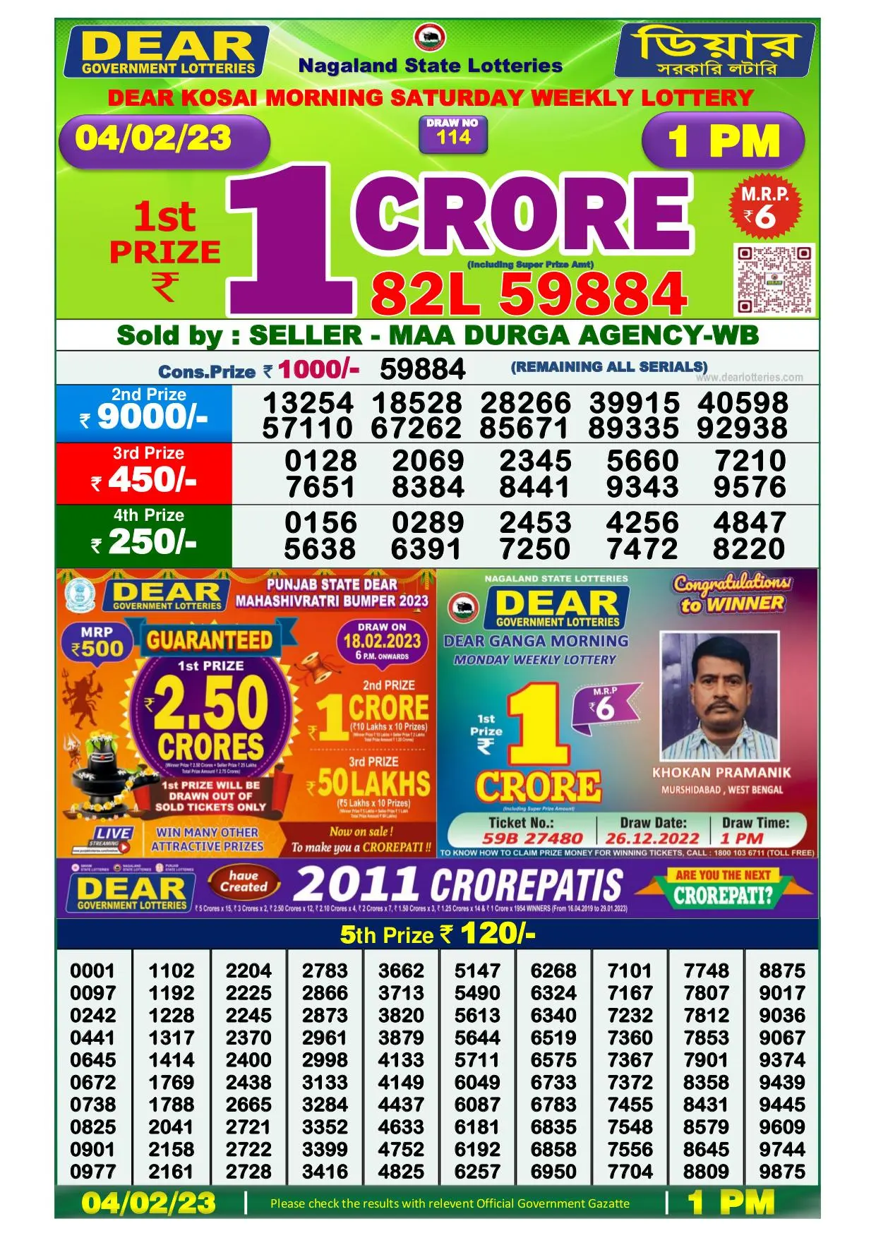 Dhankesari Result Lottery Sambad 1:00 PM Result 4.2.2023