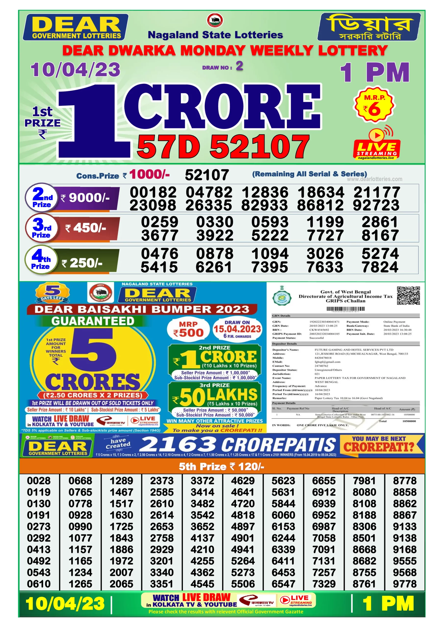 Dhankesari Result Lottery Sambad 1:00 PM Result 10.4.2023