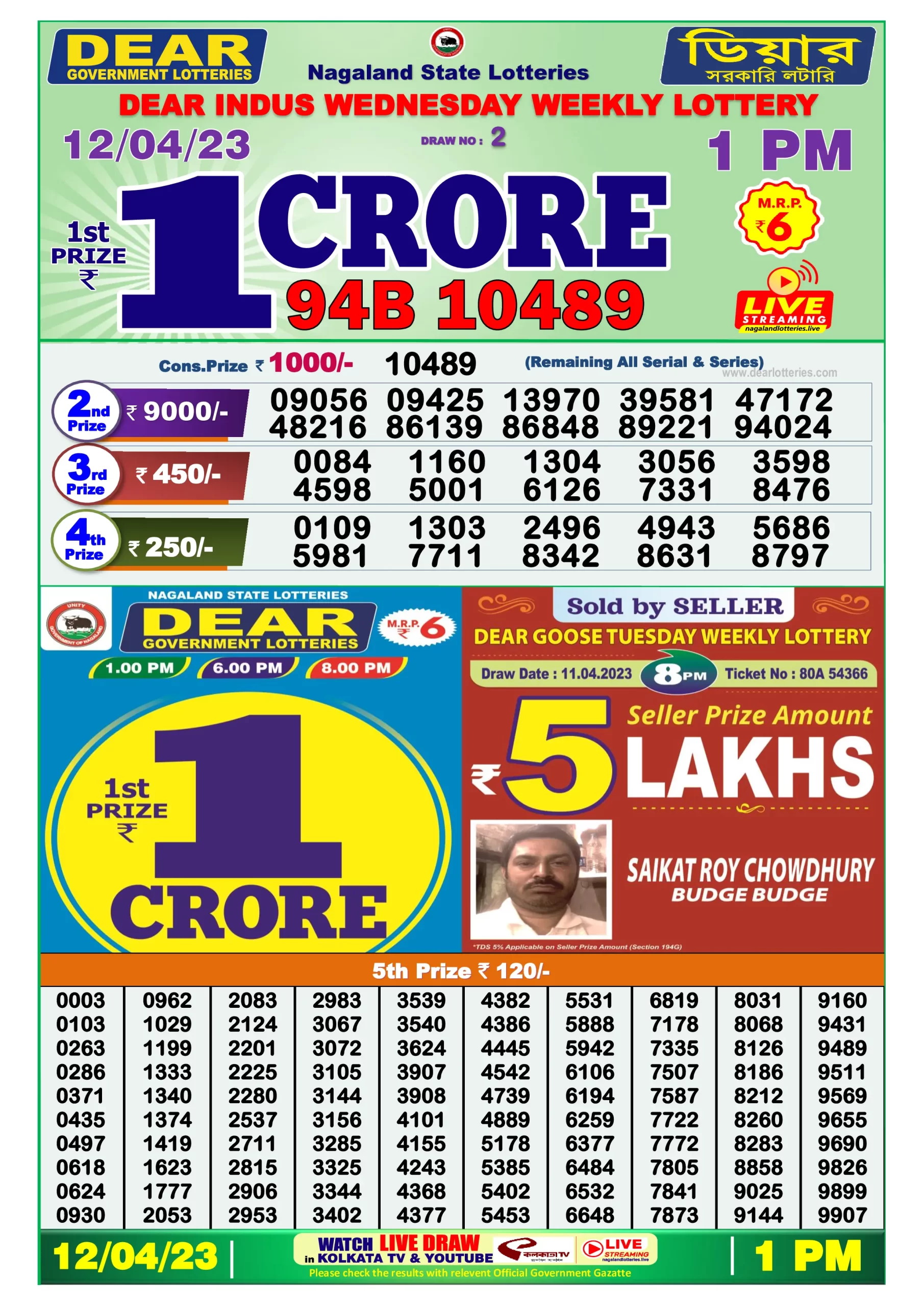 Dhankesari Result Lottery Sambad 1:00 PM Result 12.4.2023
