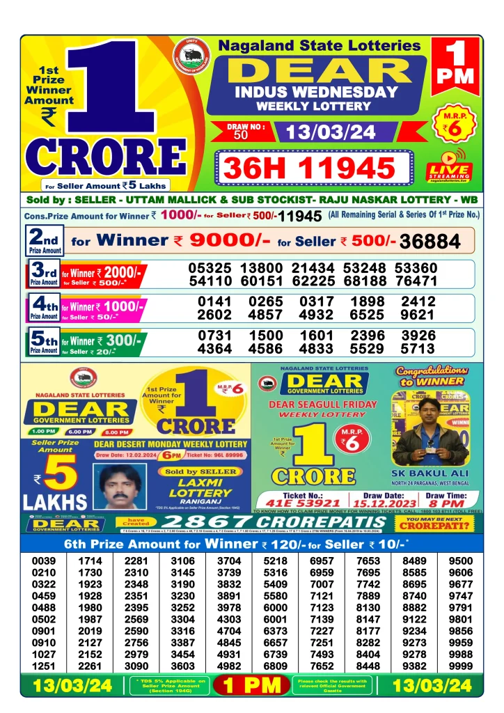 Dhankesari Result Lottery Sambad 1:00 PM Result 13.3.2024