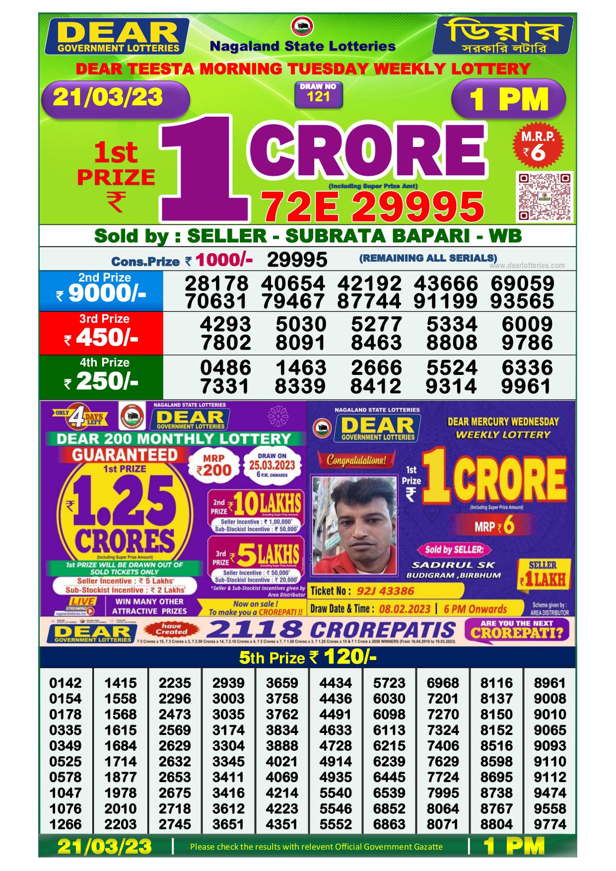 Dhankesari Result Lottery Sambad 1:00 PM Result 22.3.2023