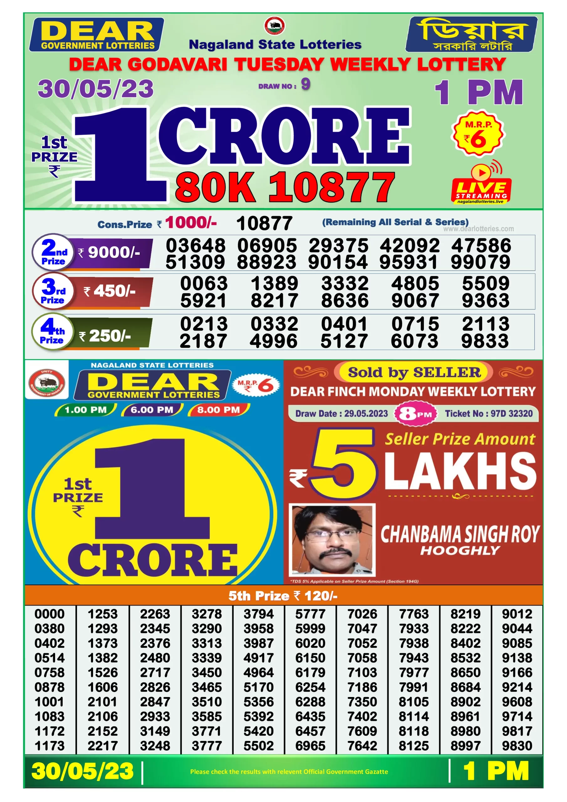 Dhankesari Result Lottery Sambad 1:00 PM Result 30.5.2023