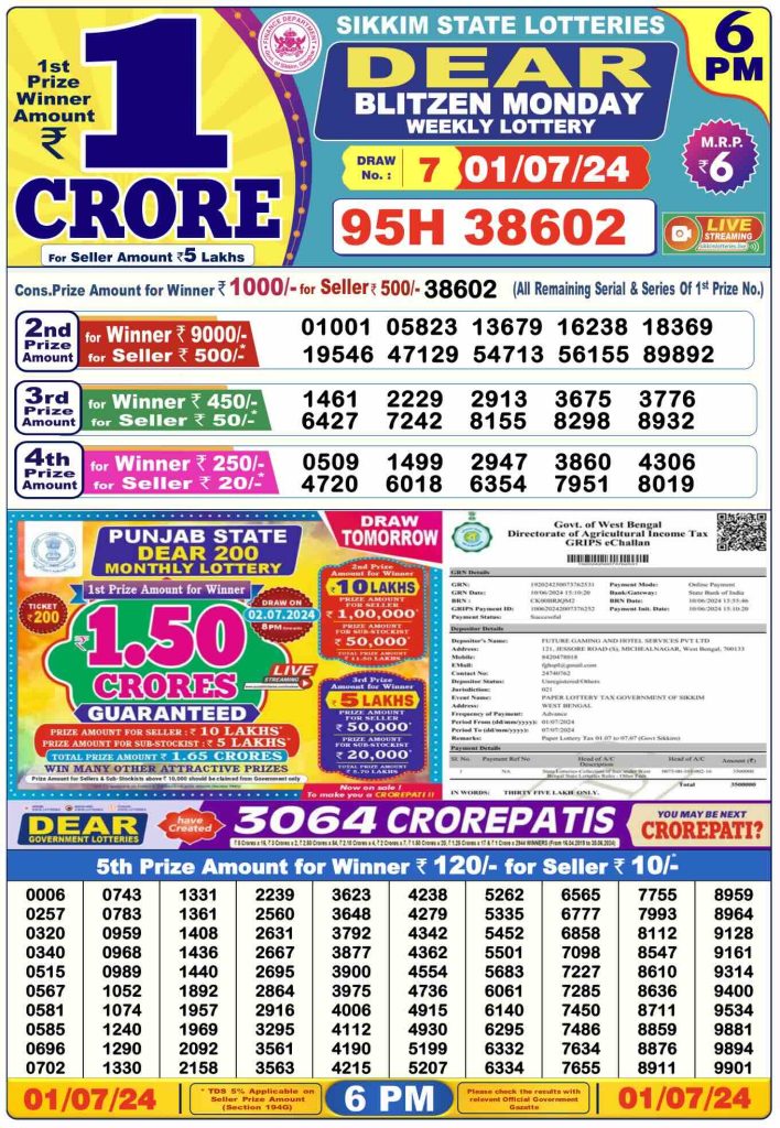 Dhankesari Result Today Lottery Sambad 6:00 PM 17.2024