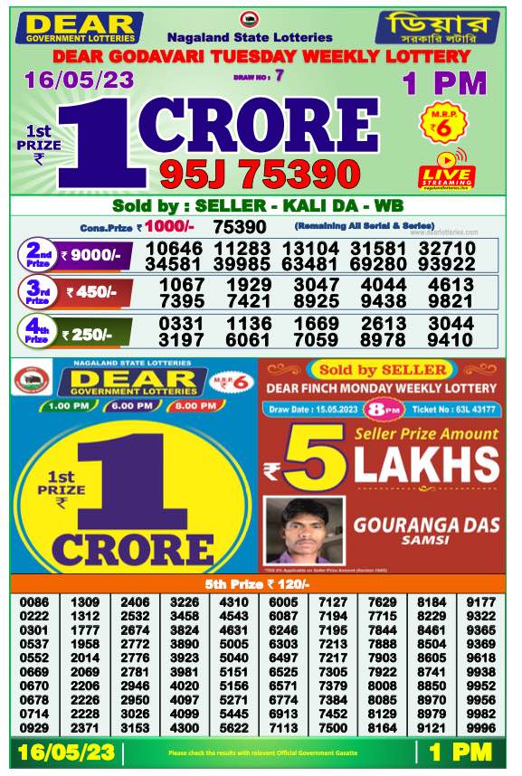 Dhankesari Result 16.5.2023 Today 1 PM, 6 PM, 8 PM Lottery Sambad