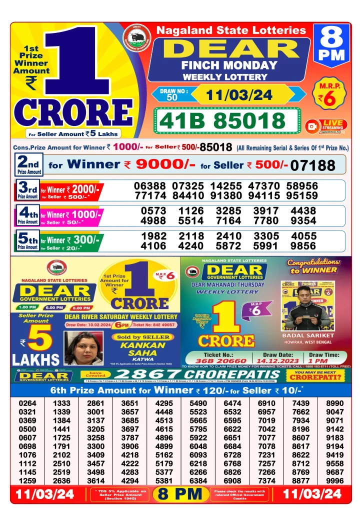 Dhankesari Result 11.3.2024 Today 1 PM, 6 PM, 8 PM Lottery Sambad