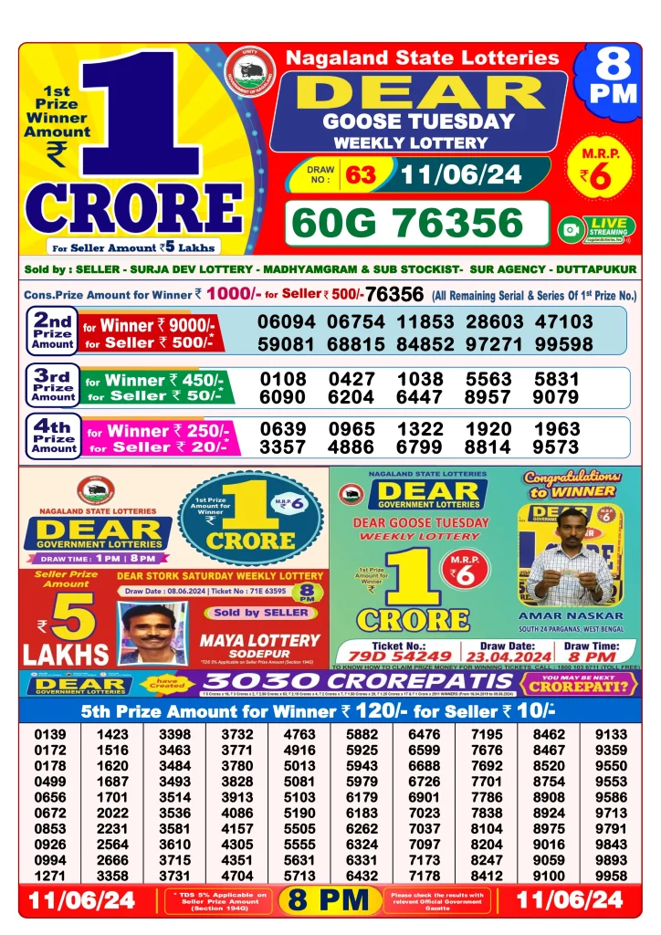 Dhankesari Result 11.6.2024 Today 1 PM, 6 PM, 8 PM Lottery Sambad